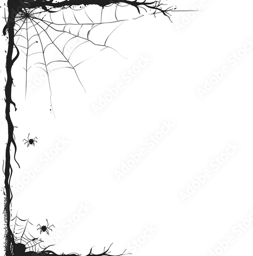 Simple Blank Frame with Cobwebs on the Edges, Perfect for Halloween Decorations, Invitations, or Creative Projects in a Minimalist Style