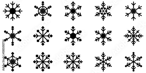 set of editable snowflakes, for christmas banner cards, freezer technology or fore casting weather, frozen freeze or cold symbol vector