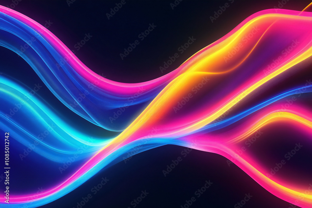 Colorful Light Trails with Glowing Neon Waves and Vibrant Energy Flow Colorful Light Trails with Glowing Neon Waves and Vibrant Energy Flow