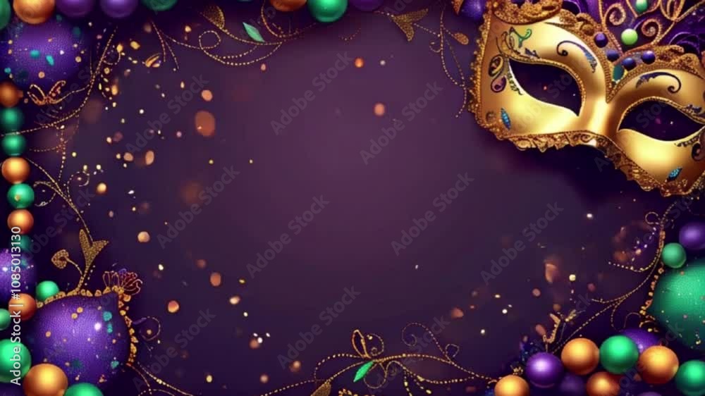 Greeting card with bright holiday composition for celebrate mardi gras