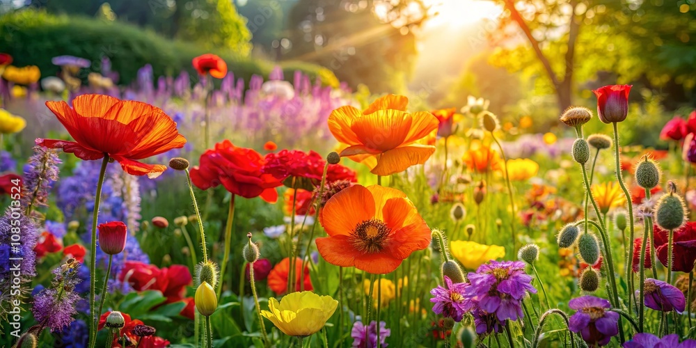 A vibrant tapestry of wildflowers bathed in the golden glow of the setting sun, showcasing a symphony of color and delicate beauty. A vibrant tapestry of wildflowers bathed in the golden glow of the setting sun, showcasing a symphony of color and delicate beauty.