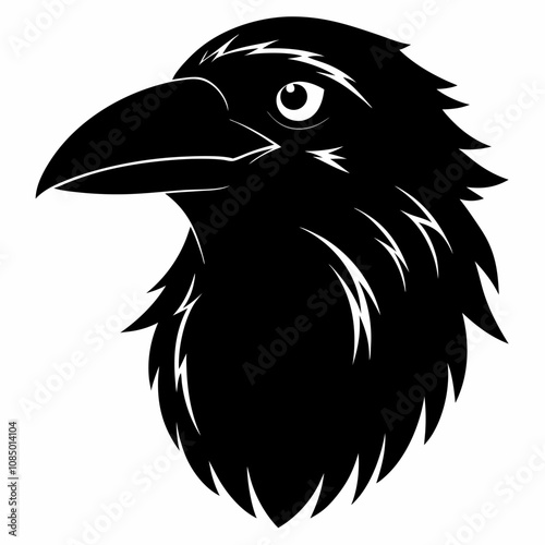 American crow head icon silhouette vector illustration on white background