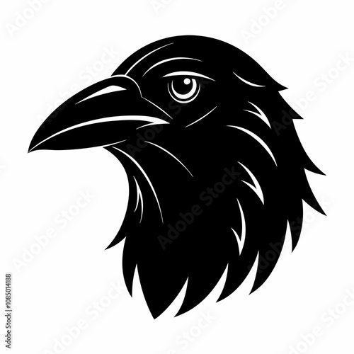 American crow head icon silhouette vector illustration on white background