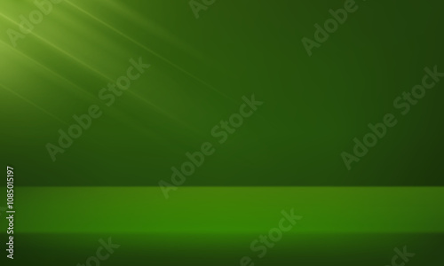 Empty dark green studio background. Abstract studio room platform design. Space for selling products on the website. Vector illustration.