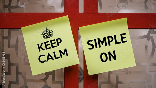 Keep Calm and Simple On Sticky Notes
Two yellow sticky notes with motivational messages 