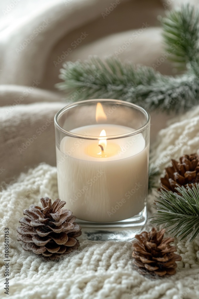 Candle on White Blanket Candle on White Blanket