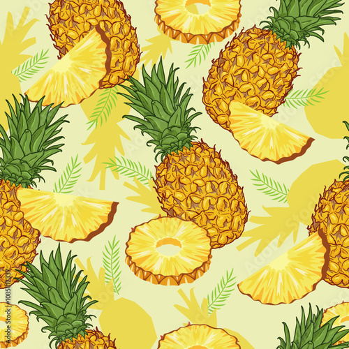 Seamless pattern with Pineapple. Style Elegant template for fashion prints,