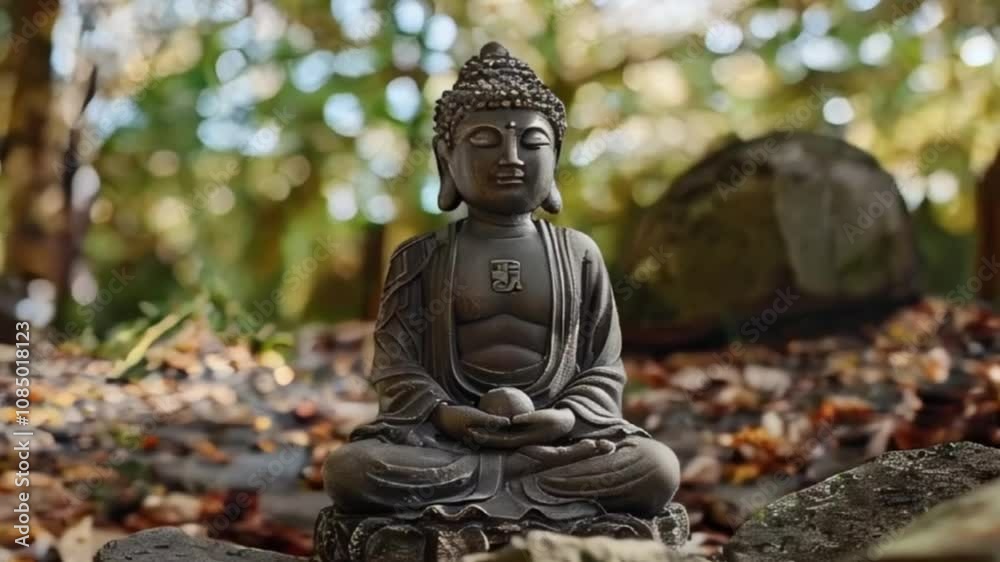 Greeting card with ancient statue great Buddha on holiday composition Greeting card with ancient statue great Buddha on holiday composition