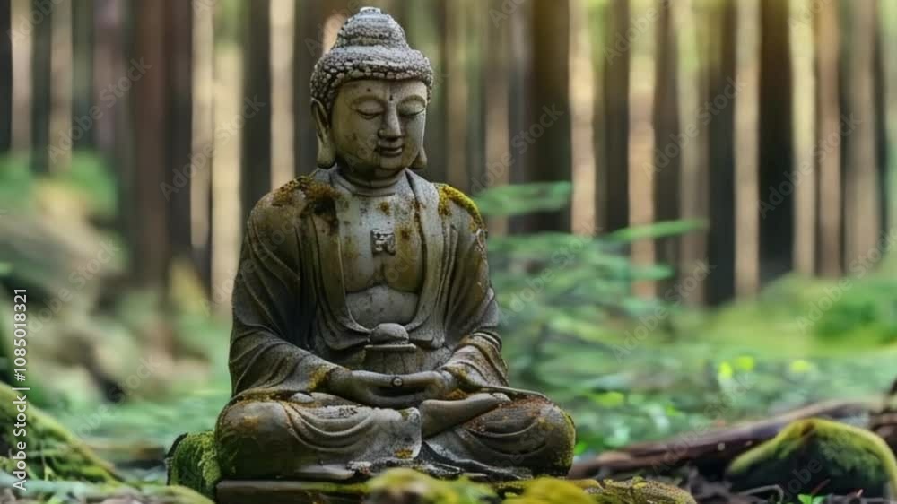 Greeting card with ancient statue great Buddha on holiday composition Greeting card with ancient statue great Buddha on holiday composition