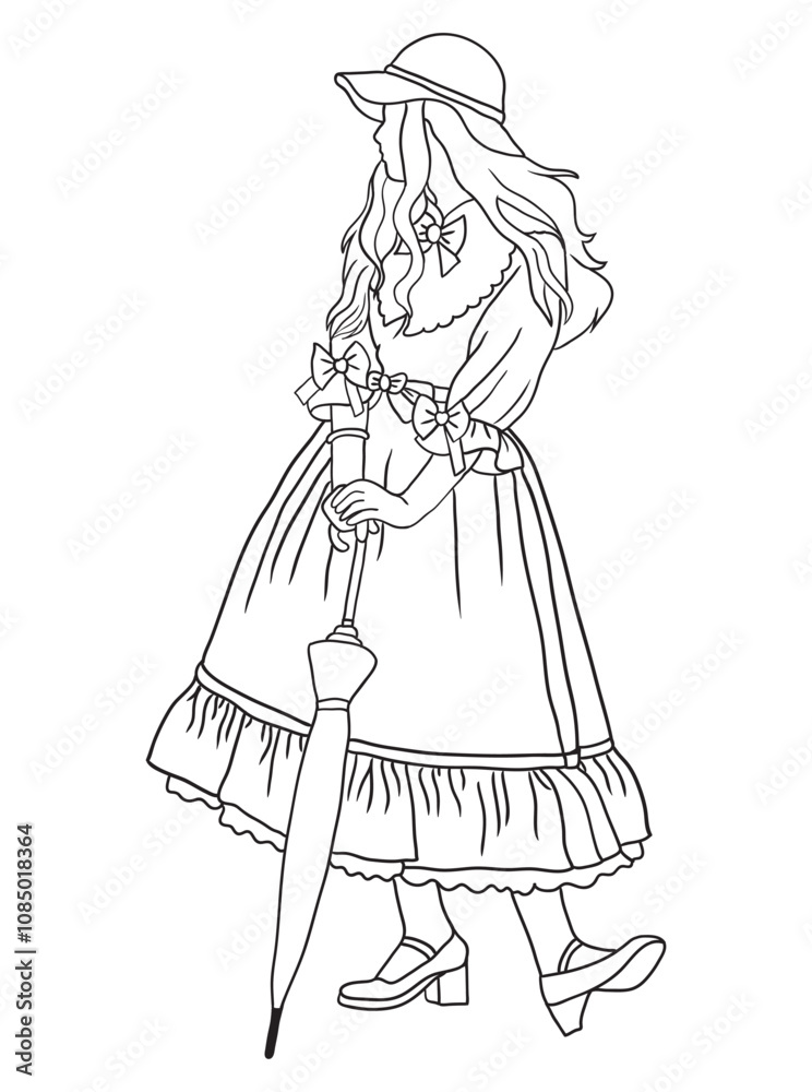 Classic black-and-white artwork depicting a young woman in vintage clothing. A nostalgic, retro-style illustration, ideal for historical, fashion, or artistic themes. Classic black-and-white artwork depicting a young woman in vintage clothing. A nostalgic, retro-style illustration, ideal for historical, fashion, or artistic themes.