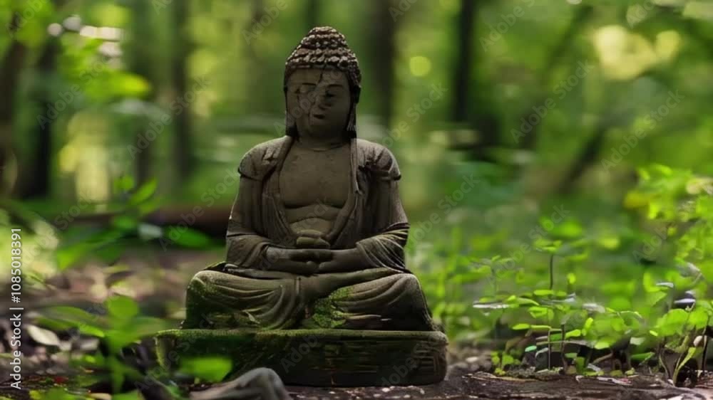 Greeting card with ancient statue great Buddha on holiday composition Greeting card with ancient statue great Buddha on holiday composition