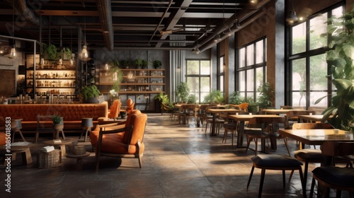 Modern Industrial Restaurant Interior Design