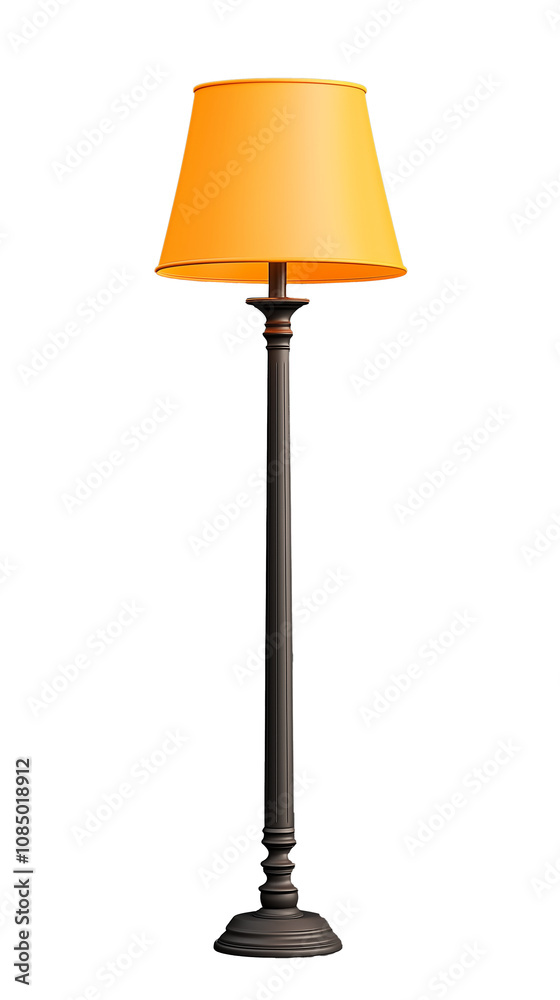 Obraz premium Elegant floor lamp with orange shade on transparent background
