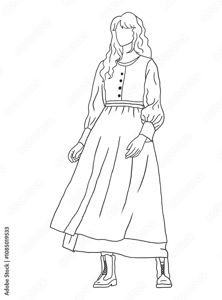 Classic black-and-white artwork depicting a young woman in vintage clothing. A nostalgic, retro-style illustration, ideal for historical, fashion, or artistic themes. Classic black-and-white artwork depicting a young woman in vintage clothing. A nostalgic, retro-style illustration, ideal for historical, fashion, or artistic themes.