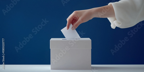 Hand wirft Stimmzettel in Wahlurne