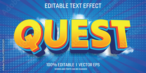 editable quest vector 3d text effect with modern style design