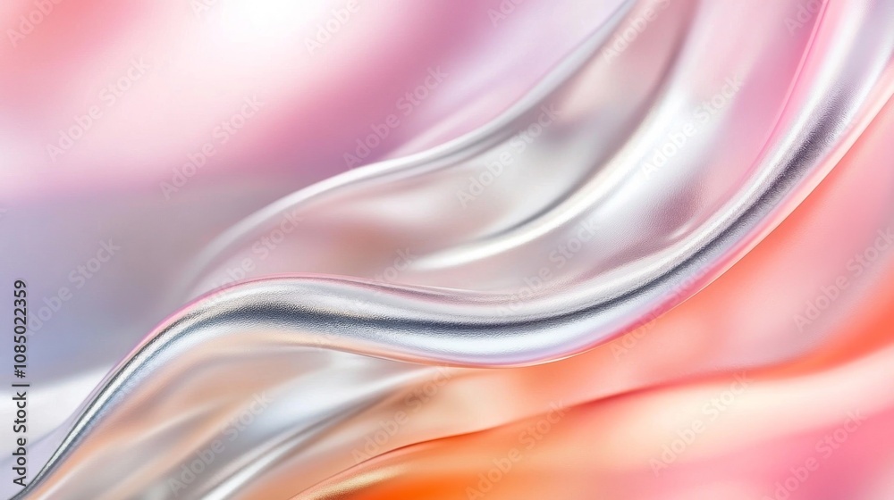 Fototapeta premium Abstract background with vibrant neon colors. Shiny, silvery fabric with a holographic hue. Vibrant iridescent colors in blue, hot pink, and purple.