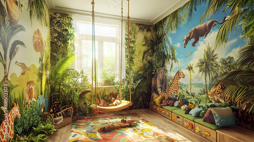 Jungle Themed Playroom Illustration photo