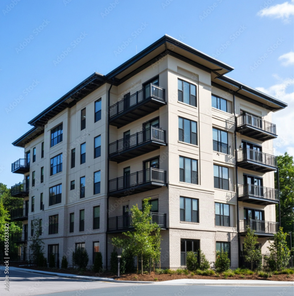 5 story pre-fabricated apartment building with stucco finish without decks 5 story pre-fabricated apartment building with stucco finish without decks