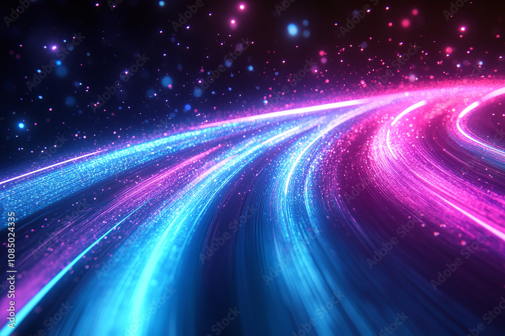 Colorful Light Trails with Glowing Neon Waves and Vibrant Energy Flow Colorful Light Trails with Glowing Neon Waves and Vibrant Energy Flow