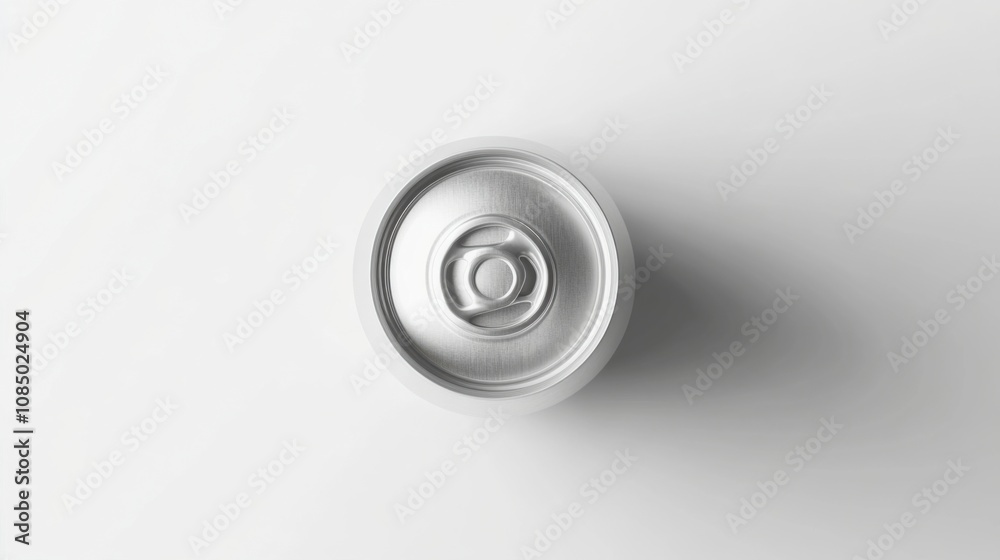 Soda can viewed from above, presented against a clean white background Soda can viewed from above, presented against a clean white background