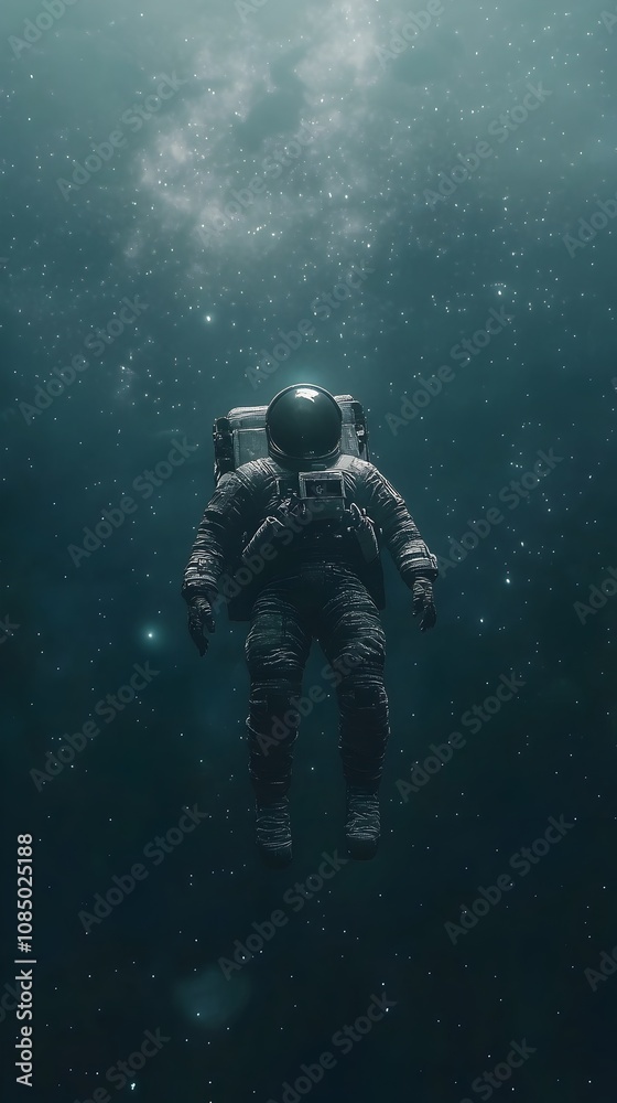 Astronaut Floating in Celestial Space Amidst Starry Galaxy Background Astronaut Floating in Celestial Space Amidst Starry Galaxy Background