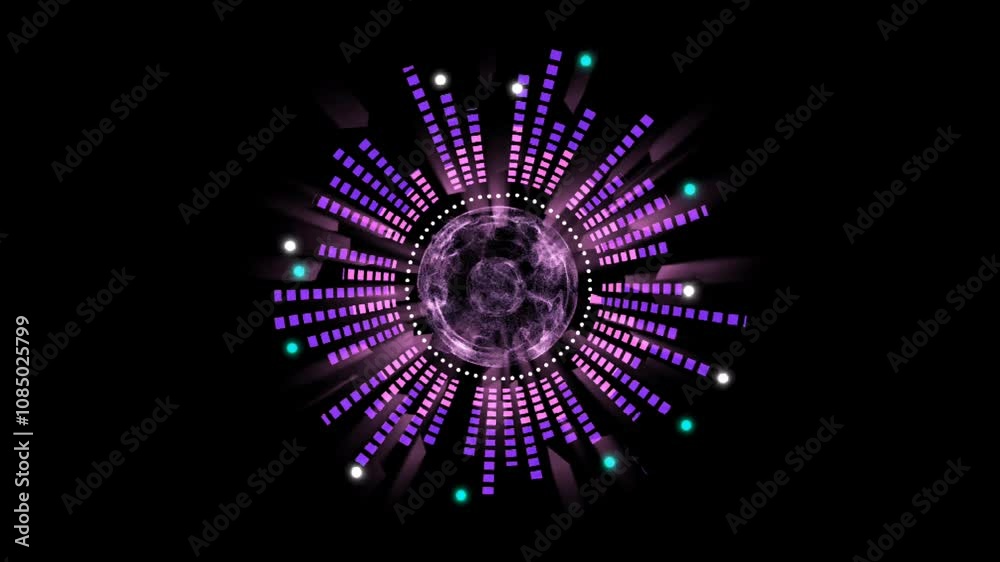 Colorful gradient circular equalizer animation on a black background perfect for music DJ or tech projects, adding vibrant motion and a modern energetic visual effect
