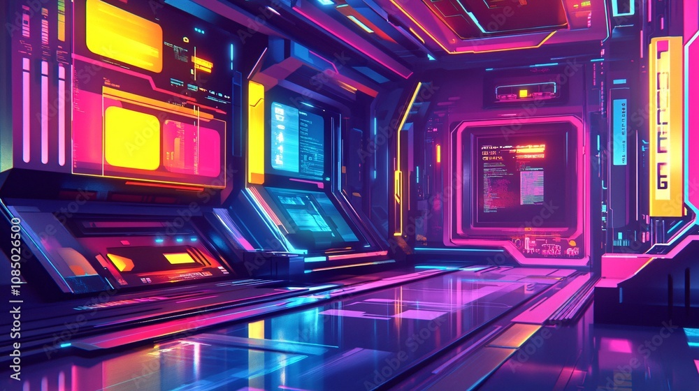 72.A neon-drenched cyberpunk disco backdrop with glowing signs and bold, angular lines. Bright, neon-colored lights reflect off glossy surfaces, casting vivid hues of magenta, cyan, and violet across 72.A neon-drenched cyberpunk disco backdrop with glowing signs and bold, angular lines. Bright, neon-colored lights reflect off glossy surfaces, casting vivid hues of magenta, cyan, and violet across