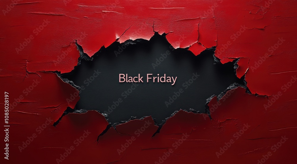 Dynamic black Friday promotion on torn red background Dynamic black Friday promotion on torn red background