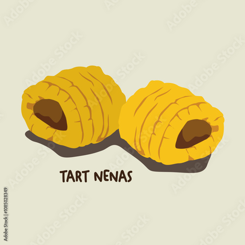 Vector illustration of famous Malaysian traditional Eid festive dessert, kuih Raya called tart nenas
