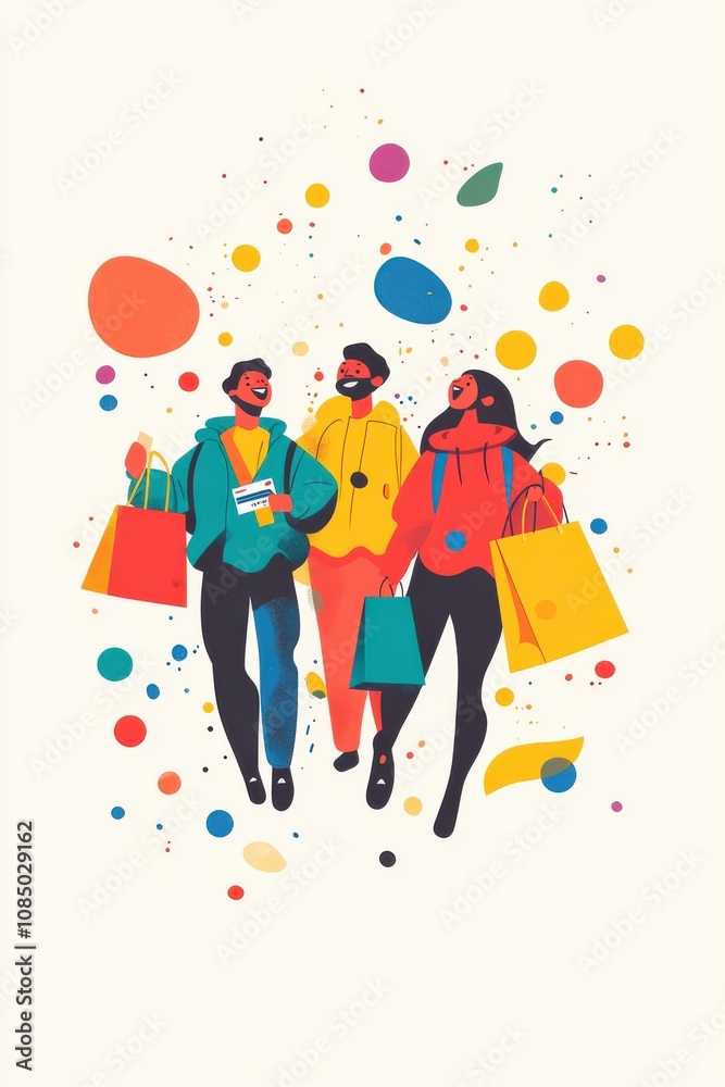 custom made wallpaper toronto digitalMinimalist illustration of diverse group of people shopping together