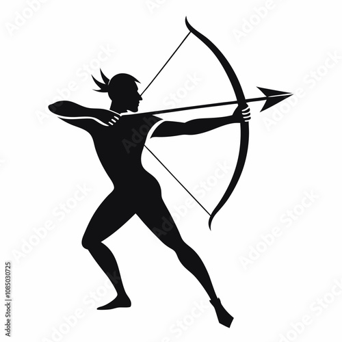 Archery silhouette vector illustration on white background