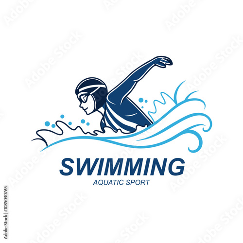 Logo of a swimmer swimming club or swimming school logo design template inspiration
