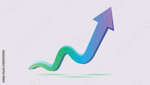 3D realistic arrow up. Arrow show success of business strategy. Vector illustration design background