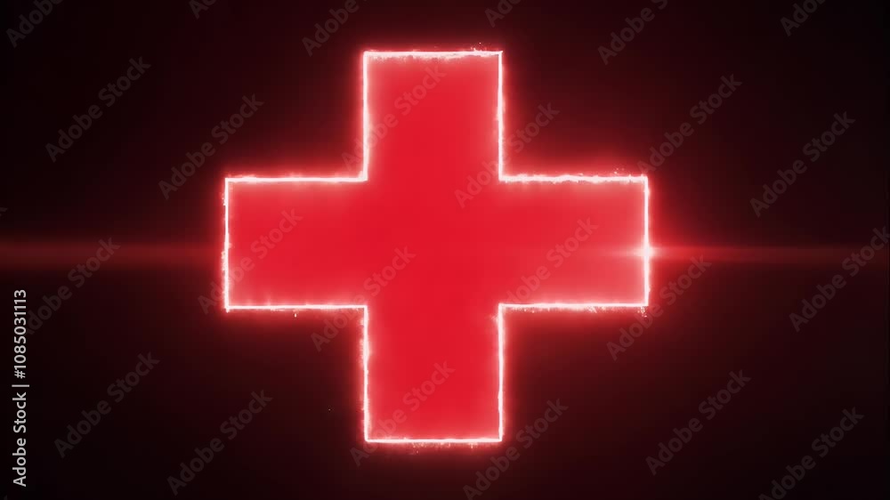 Red cross on a black background, symbolizing health or emergency Red cross on a black background, symbolizing health or emergency