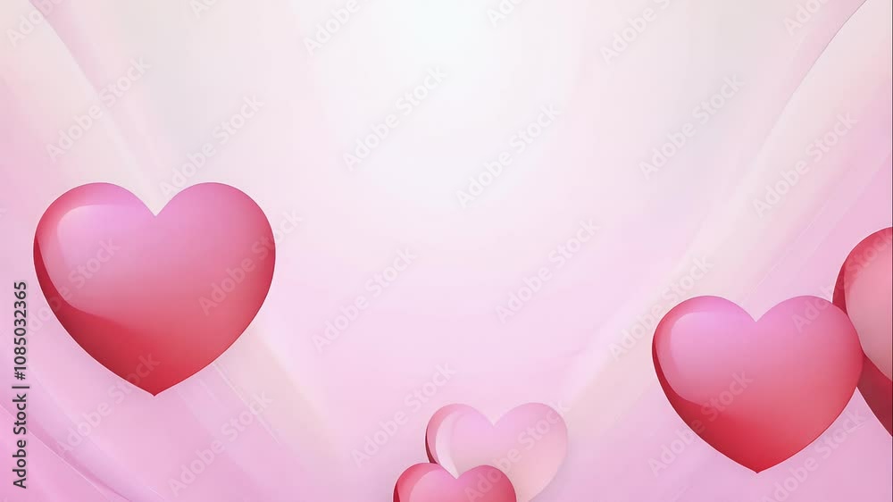 Soft pink and red hearts floating on a gradient background, representing Valentine’s Day romance