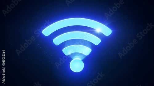 Wi-Fi symbol in blue on a black background, symbolizing connectivity photo