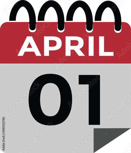 
 april 1 calendar icon Date Month calendar icon vector illustration
