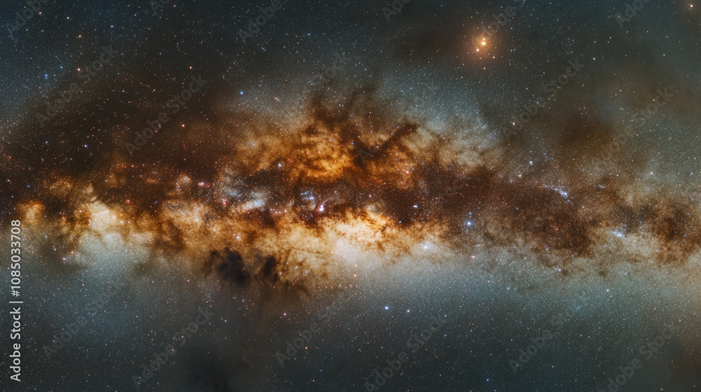 A stunning view of a distant galaxy filled with stars and cosmic dust in the night sky A stunning view of a distant galaxy filled with stars and cosmic dust in the night sky