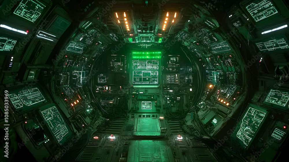Fototapeta premium Futuristic Spaceship Interior - 3D Illustration