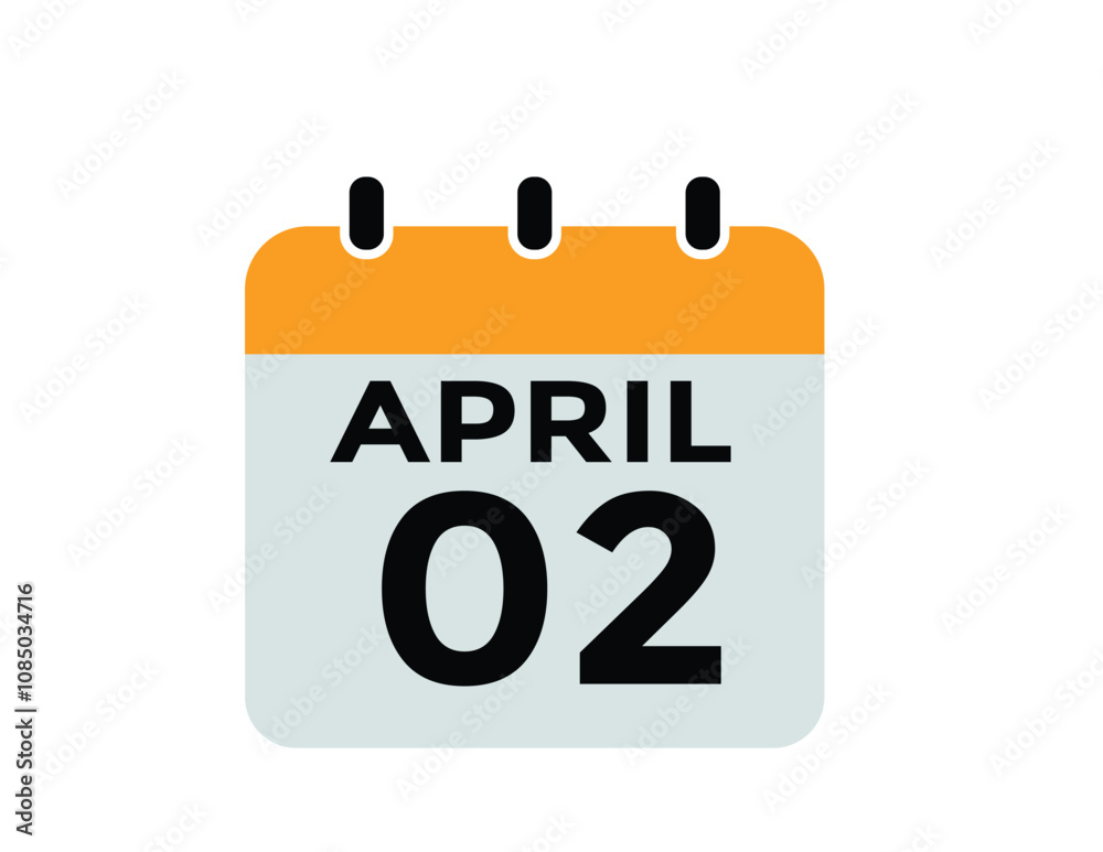  april 2 calendar icon Date Month calendar icon vector illustration
