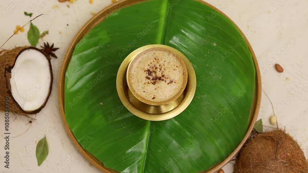 South Indian Filter coffee served in a traditional brass or stainless steel cup