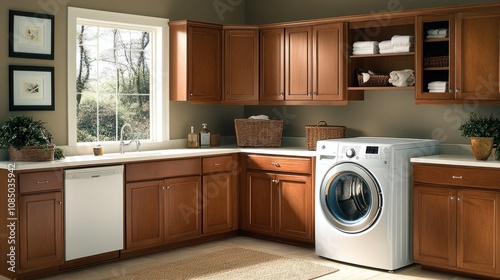 Wallpaper Mural Functional and organized laundry room with stylish decor and ample storage options Torontodigital.ca