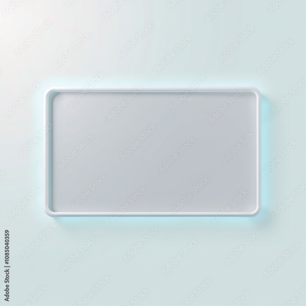White frame with blue glow on a white background. White frame with blue glow on a white background.