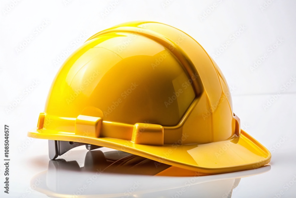 Isolated Yellow Helmet Cap on a Clean Background with Ample Copy Space for Construction, Safety Gear, or Industrial Use, Ideal for Advertising and Marketing Purposes Isolated Yellow Helmet Cap on a Clean Background with Ample Copy Space for Construction, Safety Gear, or Industrial Use, Ideal for Advertising and Marketing Purposes