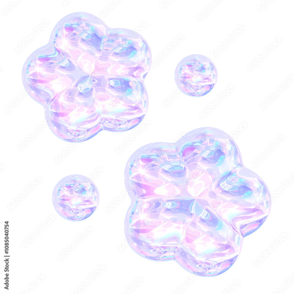 3D Iridescent Purple Crystal Stars 3D Iridescent Purple Crystal Stars