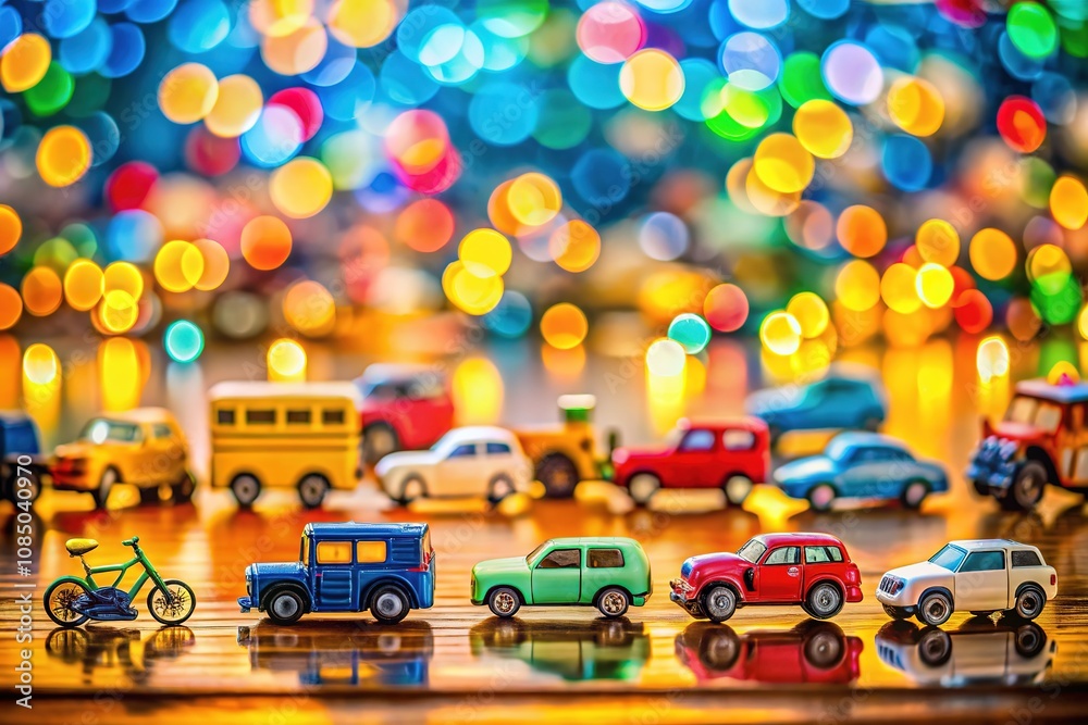 AI Photo: Bokeh Land Transport Icons - Modern Design