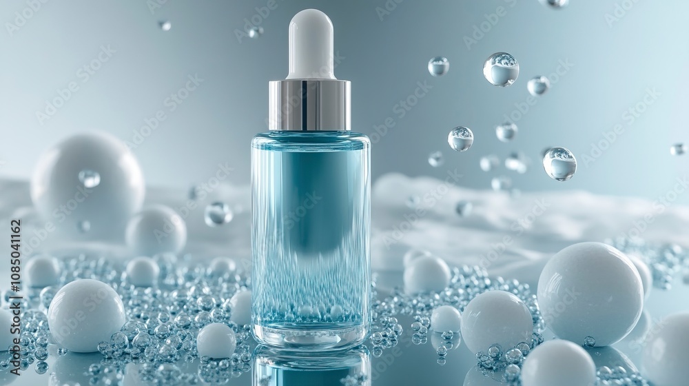 Molecular bead experiment of blue skin care product emulsion essence. Molecular bead experiment of blue skin care product emulsion essence.