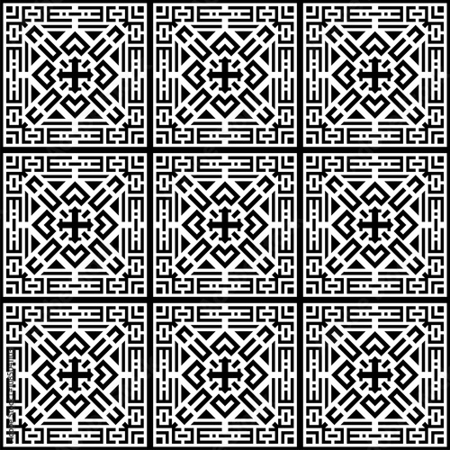 black and white repeating, seamless geometric background pattern