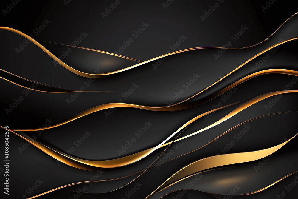 Abstract Black and Gold Design with Smooth Flowing Lines and Metallic Accents Abstract Black and Gold Design with Smooth Flowing Lines and Metallic Accents